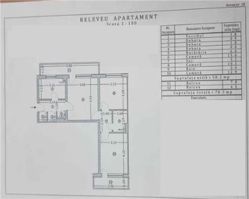 Apartament 3 camere Semidecomandat  Pta. Sudului